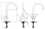 26744-9 Смеситель  KAISER Merkur кухня бок под фильтр R-излив Ф35 Black-Mat