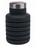 TK 0269 Бутылка для воды силиконовая складная с крышкой, 500 мл, темно-серая (SILICONE FOLDING WATER BOTTLE WITH LID, 500 ML, dark grey)