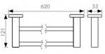 1708 Держатель полотенца (прямой) 2-х уровневая KAISER хром ((нерж)