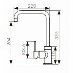 26844-9  Смеситель KAISER Merkur кухня боковой Г-излив Ф35 Black-Mat