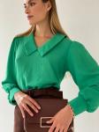 Блуза с отложным воротником зелёная в полоску