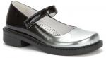BETSY черный/серебряный иск. кожа лак детские (для девочек) туфли (О-З 2022)