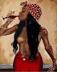 Знойная африканка с вином