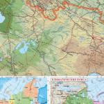 Карта настенная в тубусе. Россия Физическая. М1:6,7 млн. 124х80 см. ГЕОДОМ