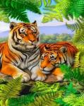 Два больших тигра прячутся в тени