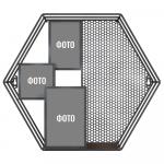 QWERTY  Подвесная полка "Шестигранник" с рамками для фотографий, черная, 46*8*40 см / 4