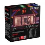 VEGAS   24V Электрогирлянда-конструктор "Занавес" 96 разноцветных LED ламп, 6 нитей прозрачный провод, 1*2 м /32/4