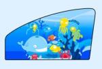 Боковая шторка для окон (ПРАВАЯ), с изображением животных "Подводный мир"