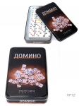 Домино пластиковые фишки в металлической коробке 19,5x12х3,5 см / 5010FR /24/