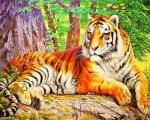 Яркий тигр под деревом