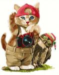 Котёнок-фотограф и филин-ассистент