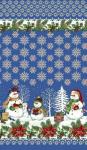 Полотенце 45*75 см Новогодние снеговики-син.  рогожка хлопок 100%