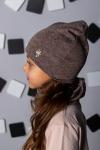 Комплект "Брошь-Коричневый" (шапка + снуд)