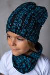 Комплект "Матрица Синий" (шапка + снуд)