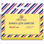 2010302 Клейкая бумага для заметок "Attomex" 76x127 мм, 100 л., желтая. Non-branded