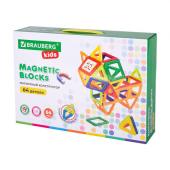 Магнитный конструктор BIG MAGNETIC BLOCKS-64, 64 детали, с колесной базой, BRAUBERG KIDS, 663847