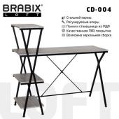 Стол на металлокаркасе BRABIX "LOFT CD-004", 1200х535х1110 мм, 3 полки, цвет дуб антик, 641219