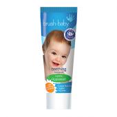 Brush Baby - Паста зубная для прорезывающихся зубов (0-2 года) 50 мл (яблоко/мята) Teething Toothpaste, без SLS, 500 ppm, с натуральным экстрактом ромашки