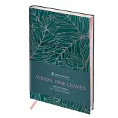 Записная книжка А6 80л. ЛАЙТ, кожзам, Greenwich Line Vision. Pink leaves, тон. блок, срез розовая фольга, NA6_30804