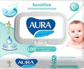 Салфетки влажные для детей AURA Ultra comfort с экс.алоэ и вит. Е,с крышкой, 100шт