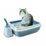 Имак туалет для кошек с бортом и совком DUO, пепельно-синий, 59х40х28 см (81494)