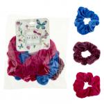 Lukky Fashion резинки текстильные, бархат, 3  штуки (голубой, лиловый, фуксия)