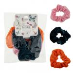 Lukky Fashion резинки текстильные, бархат, 3  штуки (морская волна, оранжевый, нежно-розовый)