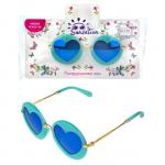 Lukky Fashion Солнцезащитные очки для детей, круглая бирюзовая пласт.оправа с стеклами в виде сердечек внутри