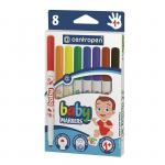 Фломастеры Centropen BABY MARKERS 1+ классические 8 цветов, легко смываемые, круглая картонная упаковка