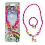 1TOY набор украшений "Unicorn Bijou" 2 предмета, роз.бусы и браслет радужный единорог на карте 24*8 см.