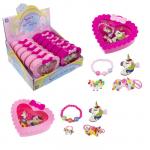 1TOY набор украшений "Sweet heart Bijou" в шкатулке колечко, браслет, заколочка, 2 резинки,13*11,5 см, 12  шт. в д/б.27*25*12,5 см.