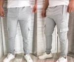 Мужские брюки с карманами на бёдрах светло-серые V107
