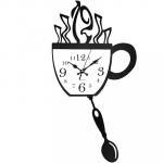 Часы настенные "Чайная пара" 26х30,5х3,5 см, мягкий ход, циферблат серый, пластм. черный, с ходиками (Китай)