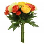 Букет "Роза" цвет - оранжевые тона, 21,5 см, 8 цветков - д5х3,5 см; 2 цветка - д3х3 см; 7 цветков - д2х2 см (Китай)