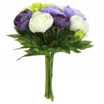 Букет "Роза" цвет - фиолетовые тона, 21,5см, 8 цветков - д5х3,5см; 2 цветка - д3х3см; 7 цветков - д2х2см (Китай)
