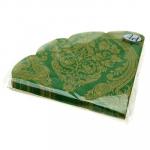 Салфетки бумажные "Art Bouquet Rondo" д32см, 3-х слойные, 12 штук в упаковке, 100% целлюлоза, "Золотой орнамент на зеленом" (Россия)