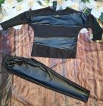 Комбинированный костюм SIZE PLUS вставки под кожу черный RH06
