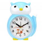 Часы-будильник "Лиса" 12х15х5,5 см, мягкий ход, циферблат белый с деколью, пластм. голубой (Китай)