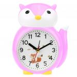 Часы-будильник "Лиса" 12х15х5,5 см, мягкий ход, циферблат белый с деколью, пластм. розовый (Китай)