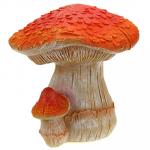 Скульптура-фигура для сада из полистоуна "Два гриба с красной шапкой" 20х17 см (Россия)