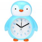 Часы-будильник "Пингвин" 15,5х17,5х5см, циферблат белый с деколью, пластм. голубой (Китай)