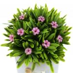 Цветочная композиция "Луговые цветы" 13,5 см, в керамическом горшочке д7,5 см h7 см, розовый, индивидуальная упаковка (Китай)