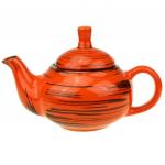 Чайник заварочный керамический "Кроха  младший" 400 мл, д12 см "Оранжевая полоска", h10,5 см (Россия)