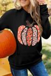 Черный свитшот-пуловер на Хэллоуин с принтом тыква
