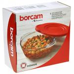 "Боркам (Borcam)" Форма стеклянная жаропрочная 0,84л, д19 см, h16 см, пластмассовая крышка, цветная коробка, Pasabahce (Турция)
