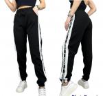 Спортивные штаны женские 3003 "Однотон -Надпись Лампас"Черные
