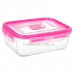 Контейнер с крышкой  SQUARE FLAT RIM PURE BOX PINK стекло  38 cl   ОАЭ  60606