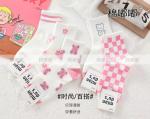 Носки короткие Mian Du’s "Мишка" бело-розовые