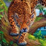 Алмазная мозаика Леопард на дереве, 20х20 см, 22 цв., полн. заполнение, с подр.