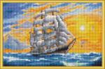 Алмазная мозаика Корабль на горизонте, 22х32 см, 27 цв., полн. заполнение, с подр.
